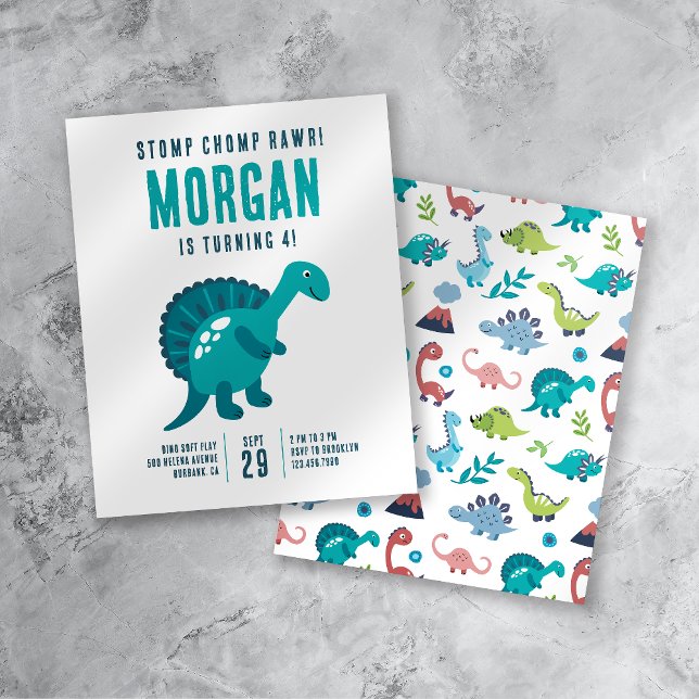 Stomp Chomp Rawr Dinosaur Birthday Party Invite (Creator Uploaded)