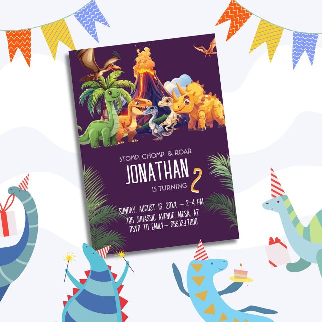 Stomp Chomp Roar Dinosaur Birthday Invitation (Creator Uploaded)