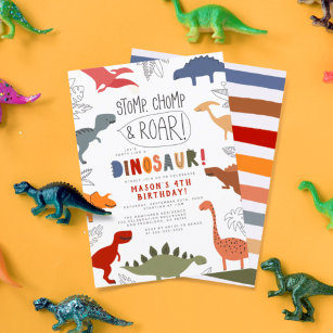 Stomp, Chomp & Roar! Dinosaur Boy Birthday Party Postcard