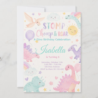 Stomp Chomp & Roar Dinosaur Invitation Editable