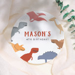 Stomp, Chomp & Roar! Dinosaurs Boy Birthday Party  Paper Plate<br><div class="desc">Add some fun to your birthday party with these paper plates! Made to match our Stomp, Chomp & Roar! Dinosaurs Boy Birthday Party collection, this design features different dinosaurs in blue, yellow, orange, red, pink, green, grey, and brown. Click on "Personalise this template" and fill in the boxes provided with...</div>