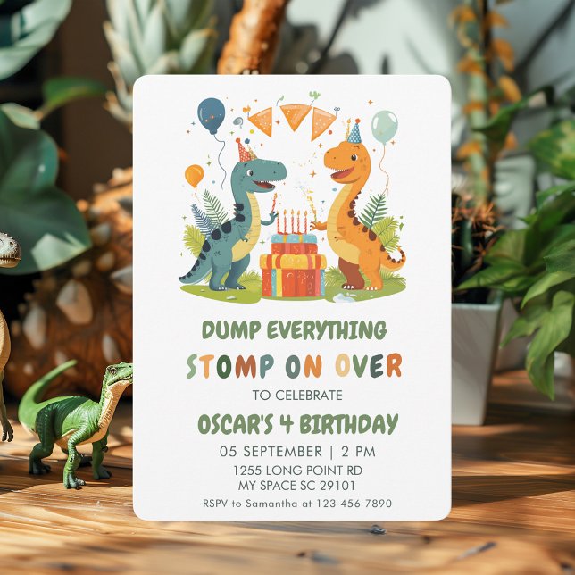 Stomp On Over Dinosaur Birthday Invitation (Creator Uploaded)