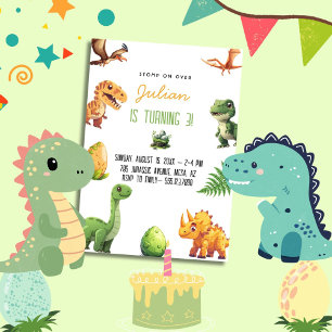 Stomp on Over Dinosaur Birthday Invitation