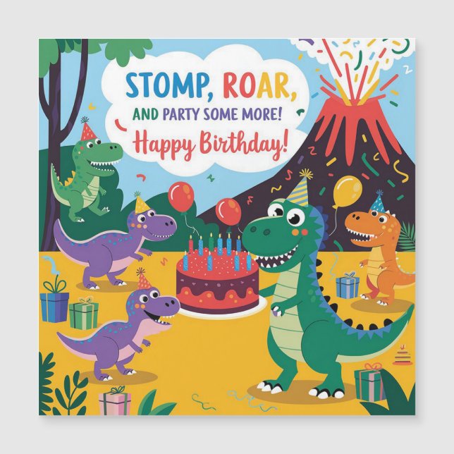 "Stomp, Roar & Party Some More- Dino Kids Design (Front)