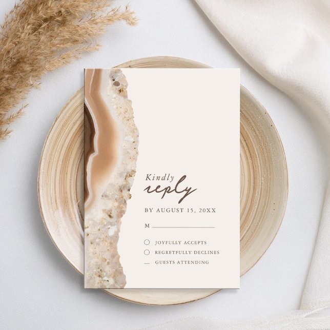Stone Agate Marble Wedding RSVP Card (Creator Uploaded)