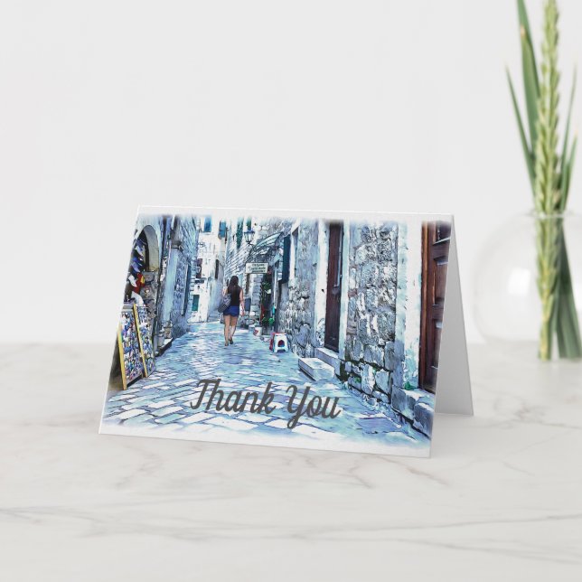 Stone Alley in Kotar Montenegro  Thank You Card (Front)