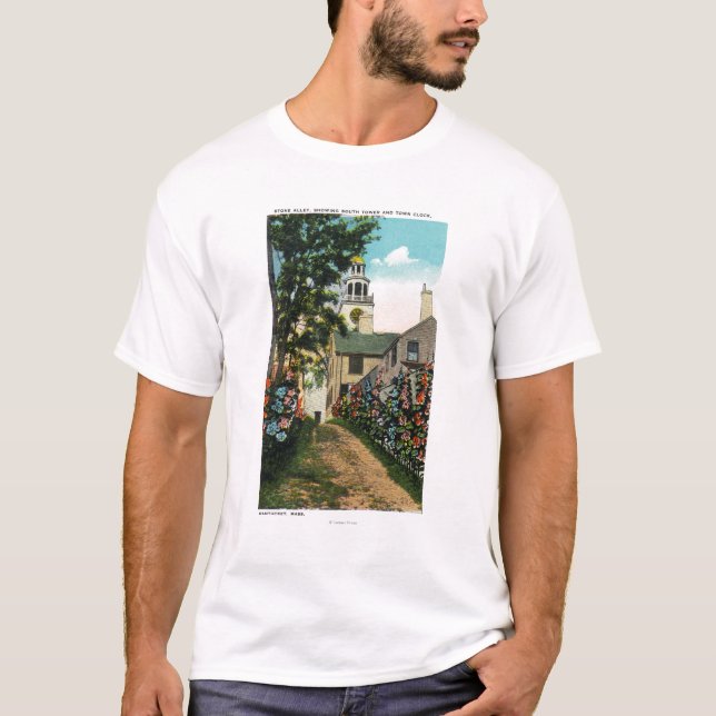 Stone Alley View of South Tower and Town Clock T-Shirt (Front)