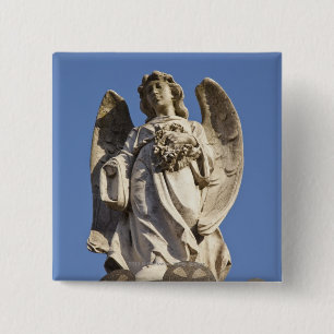 Stone Angel Looking Down Statue in Buenos Aires 15 Cm Square Badge