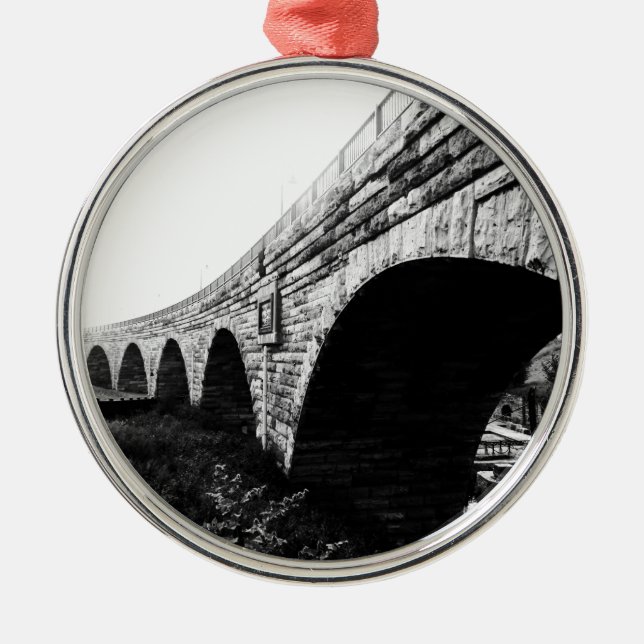 Stone Arch Bridge Metal Tree Decoration (Front)