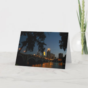Stone Arch Bridge & Minneapolis at Night #1 Congra Card