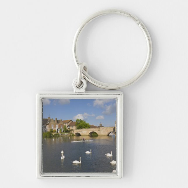 Stone arched bridge and River Ouse, St Ives, Key Ring (Front)
