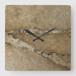 Stone Background - Marble Travertine Rock Template Square Wall Clock