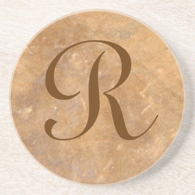 Stone Background Monogram Coaster (Front)