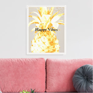 Stone Beige Cream Yellow Gold Pineapple Canvas Print