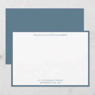 Stone Blue Classic Border Flat Note Card