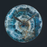 Stone Blue Macro Photo Agate Marble  Round Clock<br><div class="desc">This design may be personalised by choosing the Edit Design option. You may also transfer onto other items. Contact me at colorflowcreations@gmail.com or use the chat option at the top of the page if you wish to have this design on another product or need assistance with this design. I am...</div>