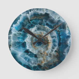 Stone Blue Macro Photo Agate Marble  Round Clock