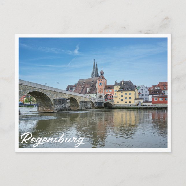 Stone Bridge in Regensburg, Germany Postcard (Front)