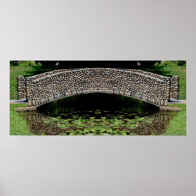 Stone Bridge Lilypads Nature Mirror Abstract Poster (Front)