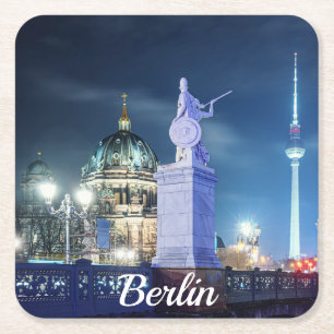 Stone bridge near Berlin Cathedral in Germany Square Paper Coaster