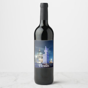 Stone bridge near Berlin Cathedral in Germany Wine Label