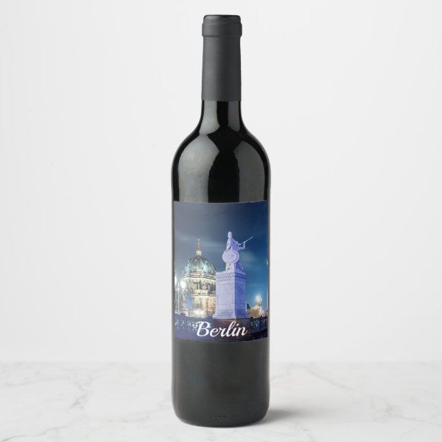 Stone bridge near Berlin Cathedral in Germany Wine Label (Front)