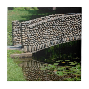 Stone Bridge Over Lily Pond Nature Tile