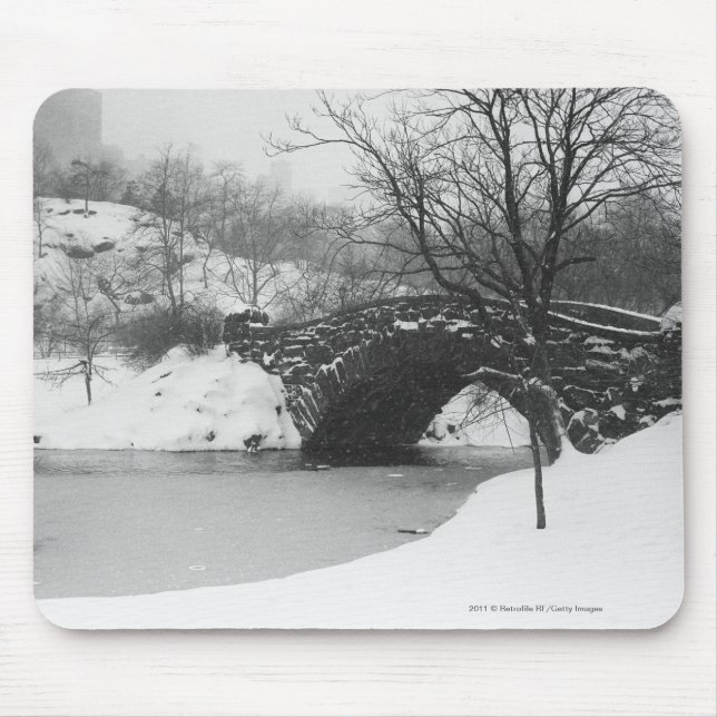 Stone bridge over snow covered river mouse pad (Front)