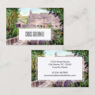 Stone Bridge Watercolor Painting Architecture Business Card