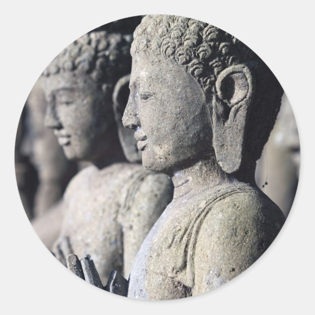 Stone Buddha statues Classic Round Sticker (Front)