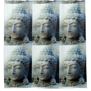 stone buddhas pattern shower curtain