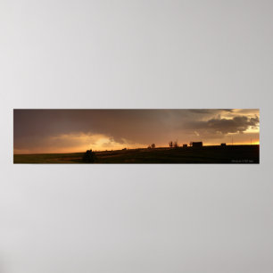 Stone Building Sunset Poster