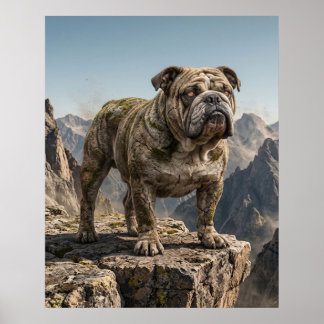 Stone Bulldog Earth Crag Rock Art Poster