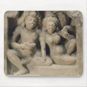Stone carving of lovers enjoying a dance performan mouse pad