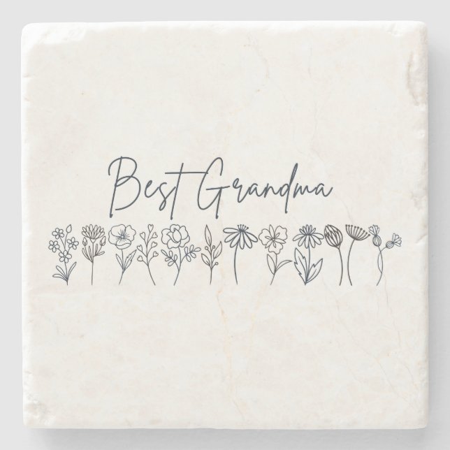 Stone Coaster Best Grandma Wildflowers (Front)
