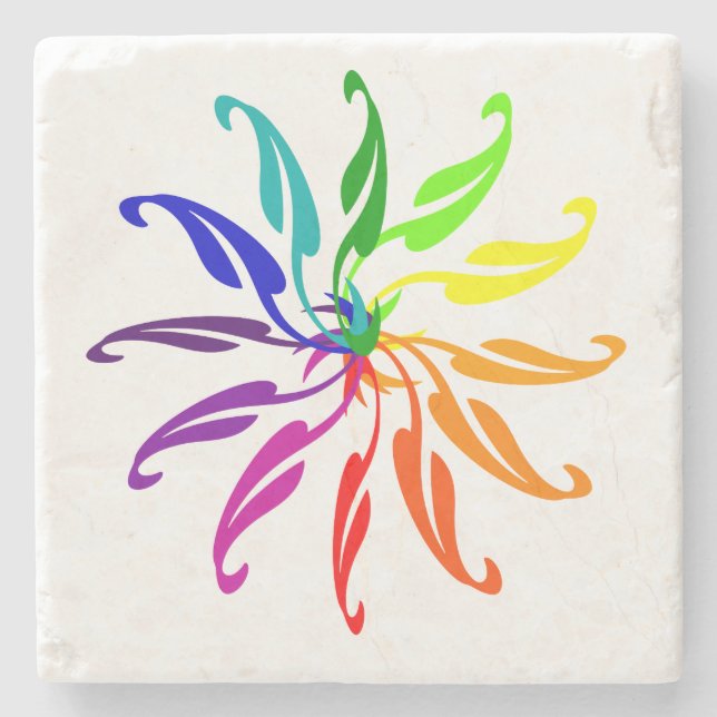 Stone Coaster - Colour Wheel Leaves (Front)