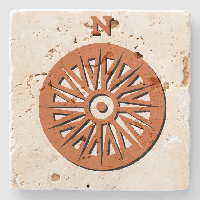 Stone Coaster - Compass Rose with Shadow (Front)
