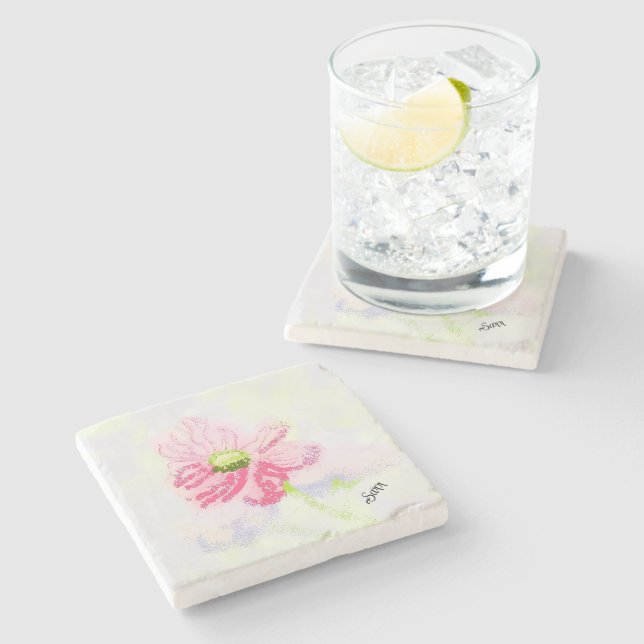 Stone Coaster : Iris Flower . (Side)