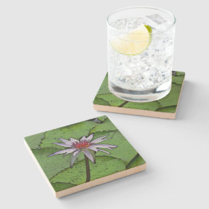 STONE COASTER/ "LAVENDER WATER LILY" COASTER