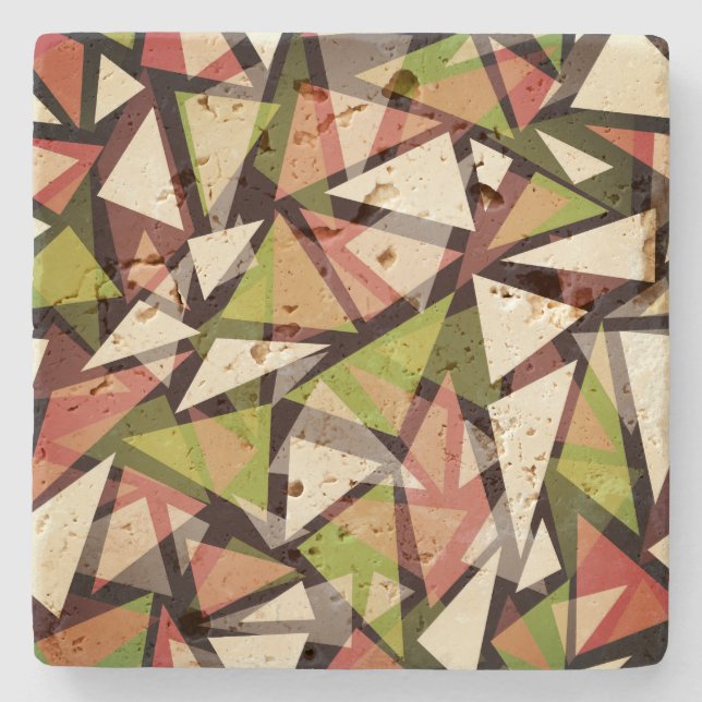 Stone Coaster Seamless geometric triangles shapes  (Front)