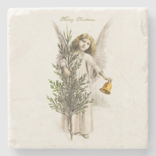 STONE COASTER : VINTAGE CHRISTMAS ANGEL