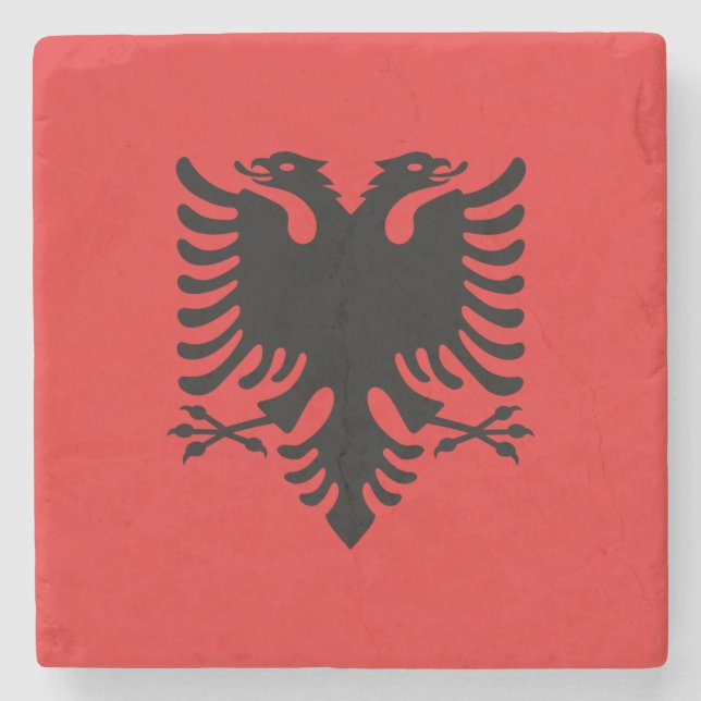 Stone coaster with Flag of Albania (Front)