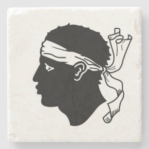 Stone coaster with Flag of Corsica