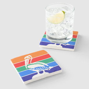Stone coaster with Flag of St. Petersburg
