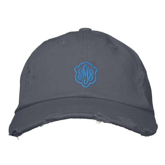 Stone Coloured Ladies Distressed Monogrammed Cap (Front)