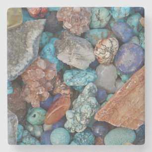 Stone Colourful rock natural grey brown blue Stone Coaster