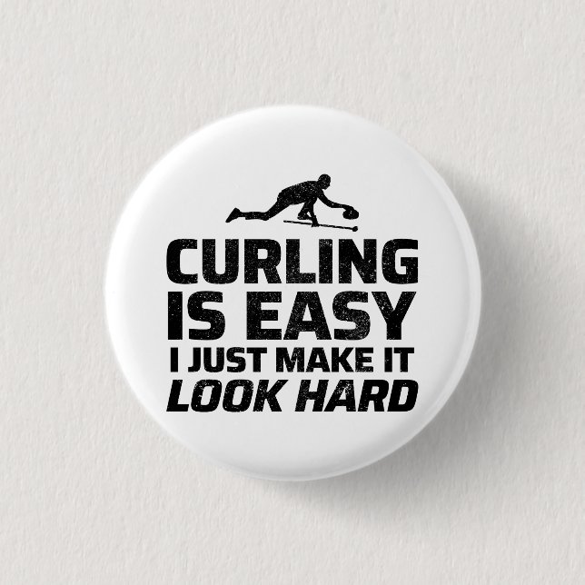 Stone Curling Winter Ice Sport Curler Funny 3 Cm Round Badge (Front)