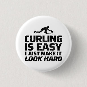 Stone Curling Winter Ice Sport Curler Funny 3 Cm Round Badge