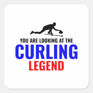 Stone Curling Winter Ice Sport Curler Funny Square Sticker