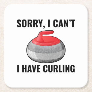 Stone Curling Winter Ice Sport Curler Square Paper Coaster